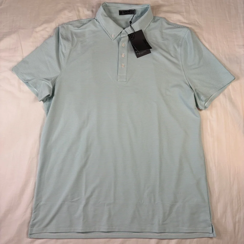 G/FORE Fjord Feeder Stripe Tech Jersey Golf Polo SGLS Seaglass Men’s Size XL - Picture 1 of 6
